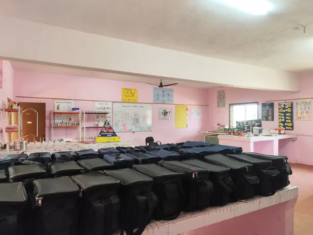 Community health nursing bags arranged in the laboratory