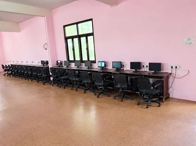 Rows of computer workstations in the computer laboratory